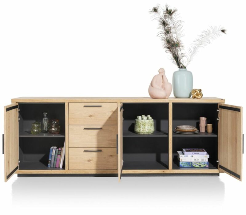 Pavie, Dressoir 240 Cm - 3-Deuren + 3-Laden - Natural - Afbeelding 3