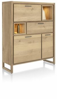 Nystead, Buffet Haut 125 Cm. - 2-Portes + 1-Tiroir + 1-Porte Rabattante + 2-Niches (+ LED) - Image 2
