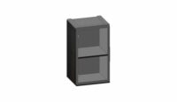 Modulo, Armoire 45 Cm - Haut - 2 Niveaux - 1-Porte De Verre - Onyx