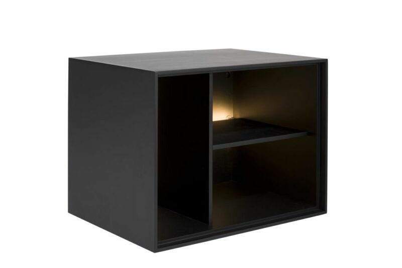 Elements, Box 45 X 60 Cm. - Lak - Hang + 3-Niches + Led - Off Black - Afbeelding 1