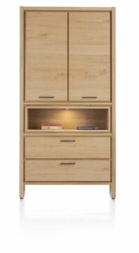 Nystead, Armoire 100 Cm. - 2-Portes + 2-Tiroirs + 1-Niche (+ LED)