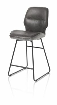 Ravi, Barstoel Zwart Frame (ROB) - Draaibaar - Combi Secilia & Toba - Lichtgrijs