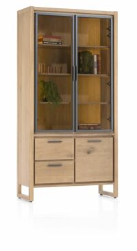 Nystead, Vitrine 100 Cm. - 2-Glasdeuren + 1-Deur + 2-Laden (+ LED) - Afbeelding 2