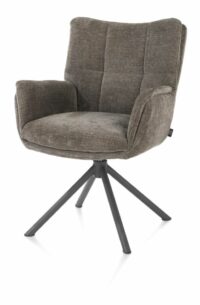 Juna, Armstoel - Grafiet Frame Met Relaxsysteem - Draaibaar - Stof Livigno - Bruin