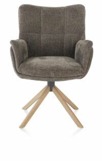 Juna, Armstoel - Eiken Frame Met Relaxsysteem - Draaibaar - Stof Livigno - Bruin - Afbeelding 2