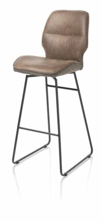 Ravi, Chaise De Bar - Haut - Cadre Noir (ROB) - Combi Secilia & Toba - Tobacco