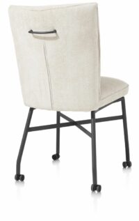 Eden, Eetkamerstoel - Metalen Frame Wielen - Pocket - Greep Livigno Crème + Accent In Calabria Crème - Afbeelding 3