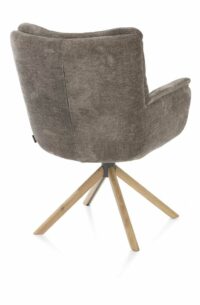 Juna, Armstoel - Eiken Frame - Draaibaar - Stof Livigno - Bruin - Afbeelding 3