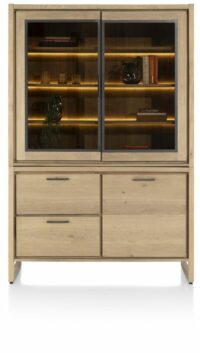 Nystead, Buffet 140 Cm. - 1-Deur + 2-Glasdeuren + 2-Laden (+ LED)
