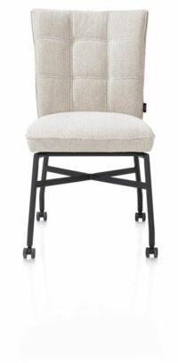 Eden, Eetkamerstoel - Metalen Frame Wielen - Pocket - Livigno Crème Met Accent In Calabria Crème - Afbeelding 2