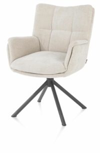 Juna, Armstoel - Grafiet Frame - Draaibaar - Stof Livigno - Creme