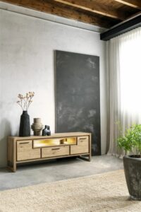 Nystead, Lowboard 170 Cm. - 2-Deuren + 1-Lade + 1-Niche (+ LED) - Afbeelding 4