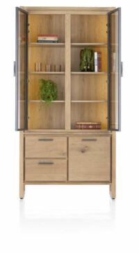 Nystead, Vitrine 100 Cm. - 2-Glasdeuren + 1-Deur + 2-Laden (+ LED) - Afbeelding 3