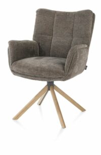Juna, Armstoel - Eiken Frame - Draaibaar - Stof Livigno - Bruin