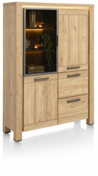 Delmonte, Bergkast 120 Cm - 1-Glasdeur + 2-Deuren + 2-Laden (+ LED) - Afbeelding 2