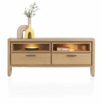 Nystead, Buffet Bas 140 Cm. - 2-Tiroirs + 2-Niches (+ LED)