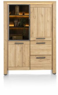 Delmonte, Bergkast 120 Cm - 1-Glasdeur + 2-Deuren + 2-Laden (+ LED)