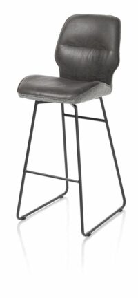 Ravi, Barstoel Zwart Frame (ROB) - Hoog - Draaibaar - Combi Secilia & Toba - Lichtgrijs