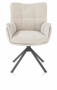 Juna, Armstoel - Grafiet Frame Met Relaxsysteem - Draaibaar - Stof Livigno - Creme - Afbeelding 2