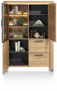 Delmonte, Bergkast 120 Cm - 1-Glasdeur + 2-Deuren + 2-Laden (+ LED) - Afbeelding 3