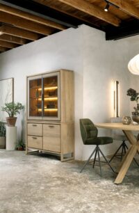 Nystead, Buffet 140 Cm. - 1-Deur + 2-Glasdeuren + 2-Laden (+ LED) - Afbeelding 4