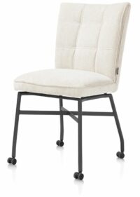 Eden, Eetkamerstoel - Metalen Frame Wielen - Pocket - Greep Livigno Crème + Accent In Calabria Crème