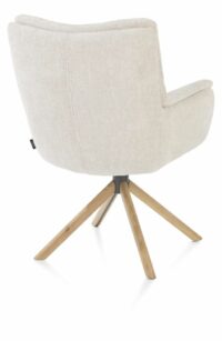 Juna, Chaise À Accoudoirs - Piétement Chêne Avec Function Relax - Pivotante - Tissu Livigno - Creme - Image 3