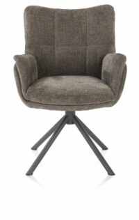 Juna, Armstoel - Grafiet Frame - Draaibaar - Stof Livigno - Bruin - Afbeelding 2