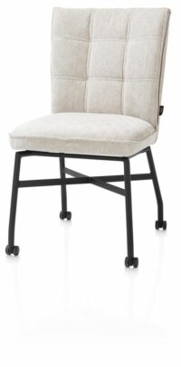 Eden, Eetkamerstoel - Metalen Frame Wielen - Pocket - Livigno Crème Met Accent In Calabria Crème