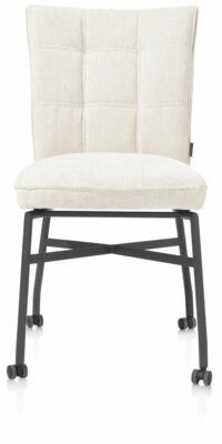 Eden, Eetkamerstoel - Metalen Frame Wielen - Pocket - Greep Livigno Crème + Accent In Calabria Crème - Afbeelding 2