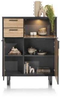 Avalon, Highboard 120 Cm - 2-Deuren + 2-Laden + 1-Klep (+ LED) - Natural - Afbeelding 3