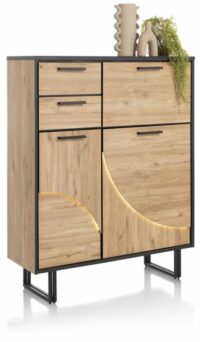 Avalon, Highboard 120 Cm - 2-Deuren + 2-Laden + 1-Klep (+ LED) - Natural - Afbeelding 2