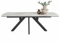 Vegas, Eetkamertafel 230 X 100 Cm - Keramiek Op Glas - Wit