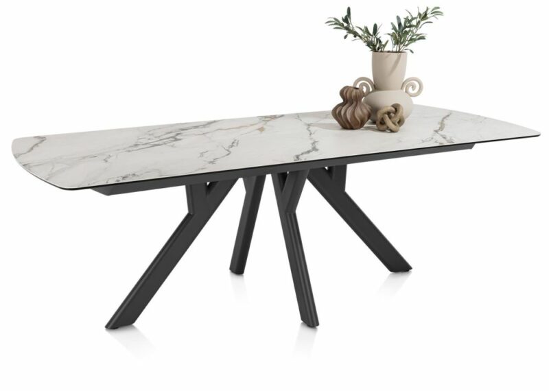 Vegas, Eetkamertafel 230 X 100 Cm - Keramiek Op Glas - Wit - Afbeelding 2