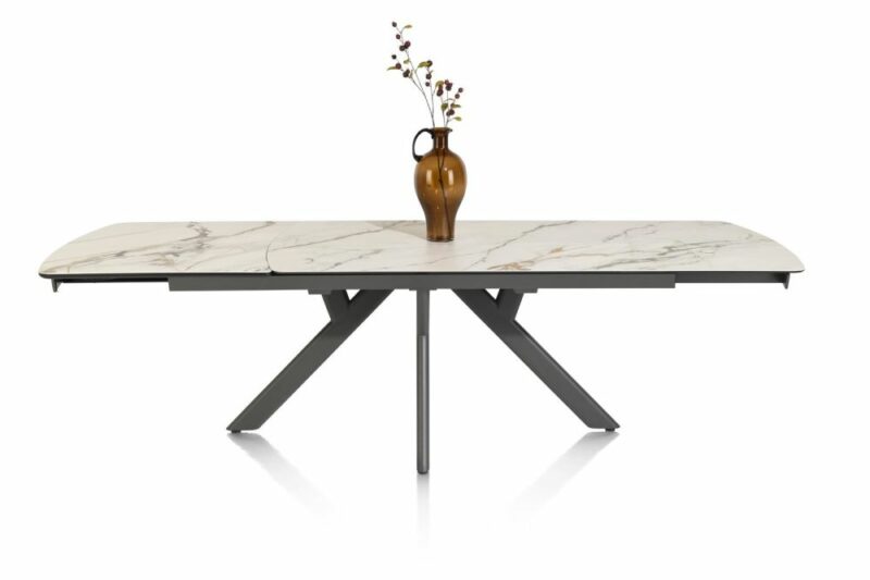 Vegas, Uitschuiftafel 170 (+ 60) X 100 Cm - Keramiek Op Glas - Wit - Afbeelding 1