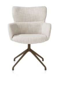 Sage, chaise à accoudoirs - pivotante - steelbrown - tissu Luton - Creme