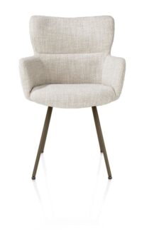 Sage, armstoel 4-pootjes steelbrown - stof Luton - Creme