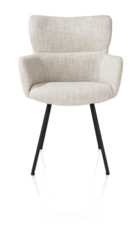 Sage, chaise à accoudoirs - 4-pieds rough off black - tissu Luton - Creme