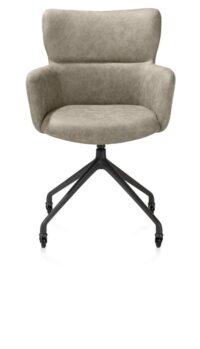 Sage, armstoel + wielen - alu frame in rough off black - stof Oregon - beige