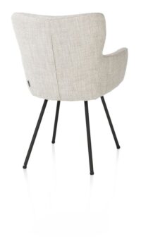 Sage, chaise à accoudoirs - 4-pieds rough off black - tissu Luton - Creme - Image 2