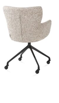 Sage, chaise à accoudoirs + roulettes - pietement aluminium rough off black - tissu Luton - cuivre - Image 2