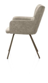 Sage, chaise à accoudoirs - 4 pieds steelbrown - tissu Oregon - beige - Image 3