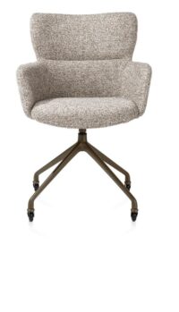 Sage, armstoel + wielen - alu frame in steelbrown - stof Luton - koper