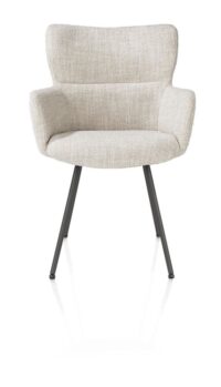 Sage, armstoel 4-pootjes graphiet - stof Luton - Creme