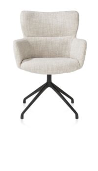 Sage, armstoel draaibaar - rough off black - stof Luton - Creme