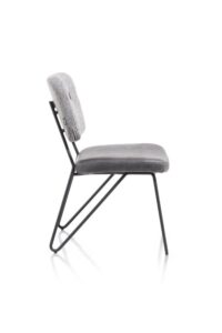 June, eetkamerstoel - frame off black + pocketvering - combi stof Pala (zit) en stof Cleo (rug) - Lichtgrijs - Afbeelding 2