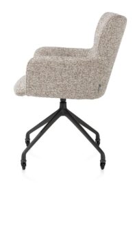 Sage, chaise à accoudoirs + roulettes - pietement aluminium rough off black - tissu Luton - cuivre - Image 3