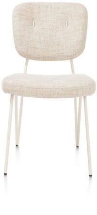 June, eetkamerstoel + pocketvering - frame in RAL 1013 - nebbia + stof Luton