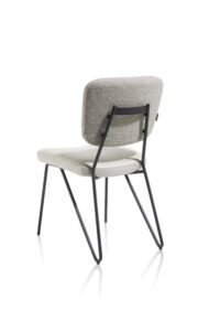 June, eetkamerstoel - frame off black + pocketvering - combi stof Pala (zit) en stof Cleo (rug) - Taupe - Afbeelding 2