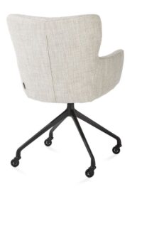 Sage, chaise à accoudoirs + roulettes - pietement aluminium rough off black - tissu Luton - Creme - Image 2